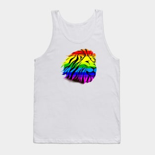 Cute Colorful Rainbow Lion Shape Head Drawing Tank Top